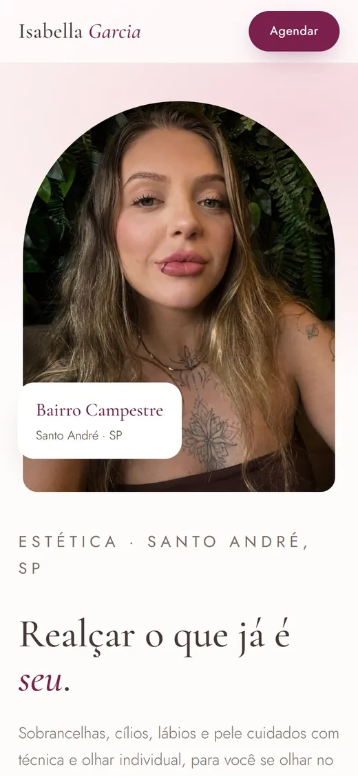 Site da Isabella Garcia no celular