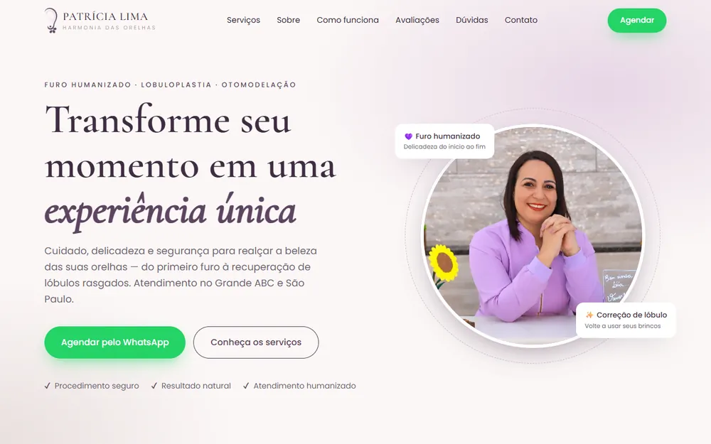 Site Harmonia das Orelhas no computador